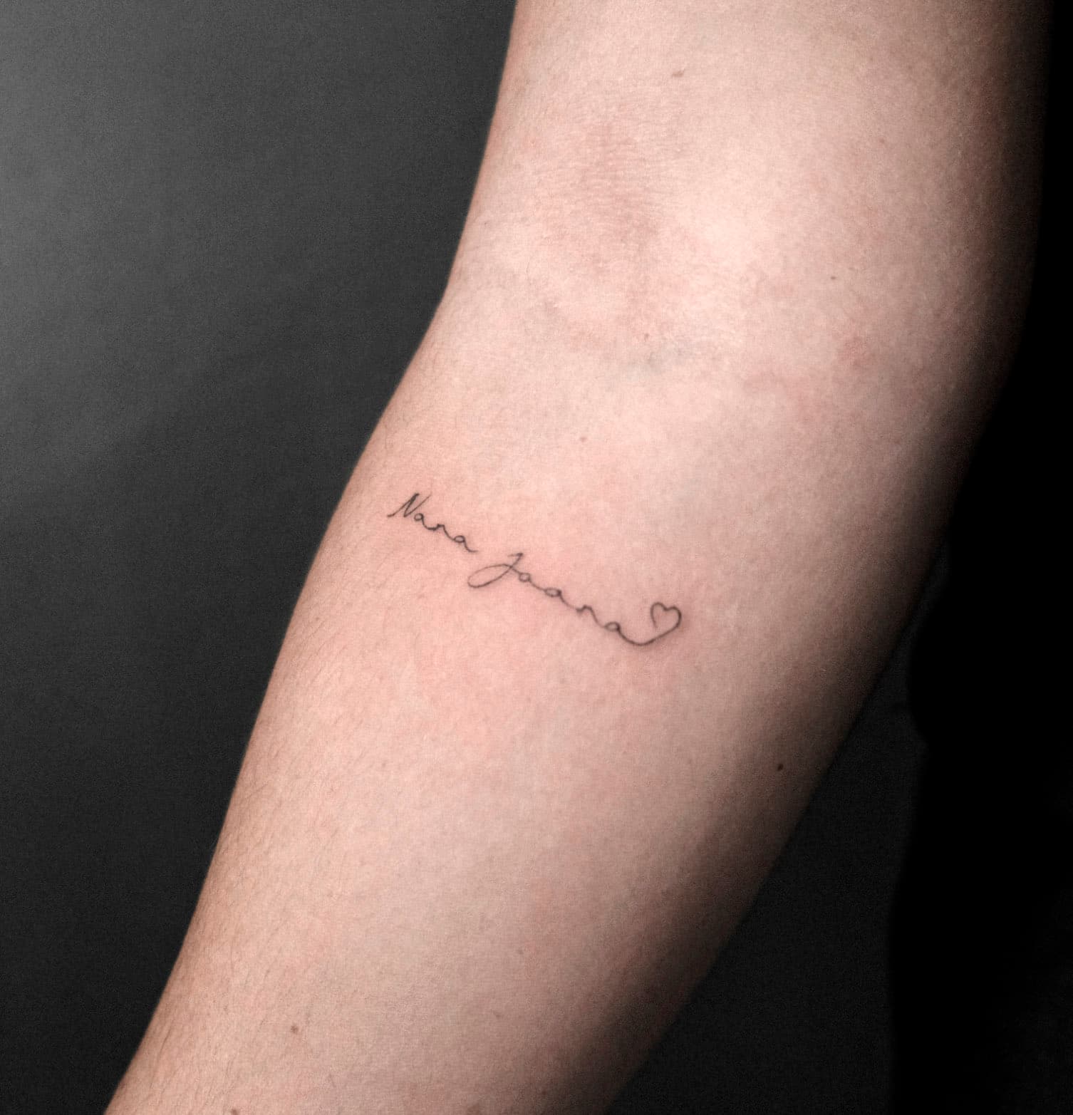 Tattoo by Jak Rapmund - forearm finelinetext